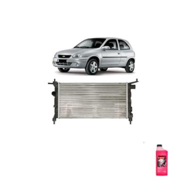 Imagem de Kit Radiador GM Corsa 94/02 8V Sem Ar + Aditivo Radiador Etaniz 1L