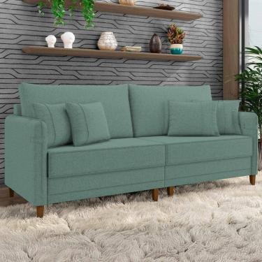 Imagem de Sofá 4 Lugares Living 252cm Pé Madeira Zoe Linho Verde Z08 - Mpozenato