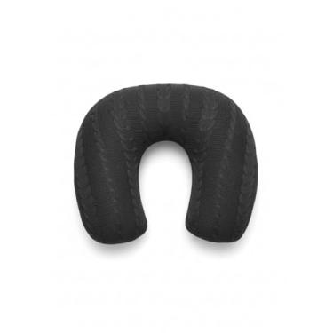 Imagem de Almofada de Amamentação em Tricô, 45x37x13cm, Formato U Anatômico, Enchimento Siliconado, Hipoalergênico (Cinza Escuro)