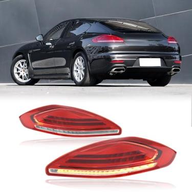 Imagem de JOLUNG Conjunto de luzes traseiras atualizado compatível com Panamera 970.2 2014 2015 2016 Lâmpadas traseiras DRL sequencial sequencial, luzes traseiras de freio farol de neblina reversa, 1 par