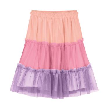 Imagem de Saia Midi Infantil De Tule Com Babados Trick Nick Rosa-Feminino