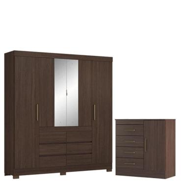 Imagem de Guarda Roupa Casal Cádis Com Cômoda Montevidéu Café Touch -demóbile