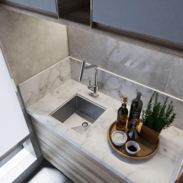 Imagem de Cuba Pia De Inox Quadrada 35X35 Sobrepor Ou Embutir Gourmet