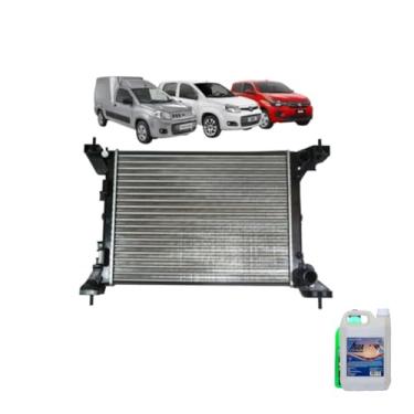 Imagem de Kit Radiador Novo Uno/Pálio Evo 10> Mobi 16> c/Ar + Aditivo Verde + Água Desmineralizada 5L