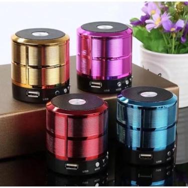 Imagem de Mini Caixa de Som Portátil 887 – Bluetooth, USB, Cartão SD, Rádio FM, LED, Alumínio – Speaker Compacto e Potente com Bateria Recarregável