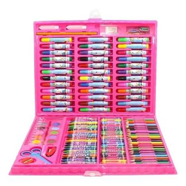 Imagem de Maleta Escolar de Pintura Completa Estojo com Canetinhas Giz de Cera e Acessórios