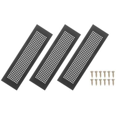 Imagem de PATIKIL Capa de ventilação de porta de 30,5 x 7,6 cm, 3 peças, capa de ventilação de grade de alumínio, furo de diamante com parafusos de montagem para porta de teto de armário de guarda-roupa, preto