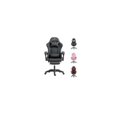 Imagem de Cadeira Gamer Ergonômica, Preta com Detalhes Vermelhos, Tecido e Espuma, Reclinável, Rodas PU, Base PP 320mm, 120x80x50cm, para Escritório