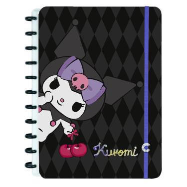 Imagem de Caderno Inteligente Kuromi Tamanho Grande Oficial Sanrio Capa Dura 11 Discos Removíveis Folha Personalizada
