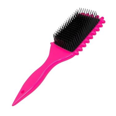 Imagem de Escova Modeladora Para Cabelos Ondulados E Cacheados Cerdas Flexíveis Estrutura Ventilada E Formato Anatômico (Rosa)