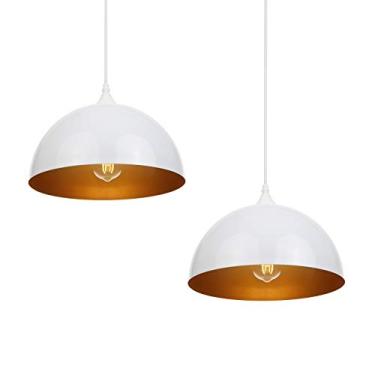 Imagem de Lâmpada de teto pendente industrial metal com abajur para cozinha jantar sala estar restaurante 2 unidades não incluída