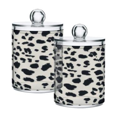 Imagem de Qilmy Pacote com 2 suportes Qtip com estampa de leopardo, frascos de boticário de 400 ml, vasilha organizadora de banheiro para Qtips, cotonetes, bolas de algodão, almofadas cosméticas, irrigadores