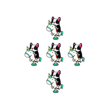 Imagem de Ploen Conjunto de 5 peças Mini Bulldog Francês Filhote de Cachorro Logotipo Bonito Desenho Animado 8 Patches Costurar Ferro em Aplique Bordado Emblema Sinal Remendo Roupas DIY Fantasia