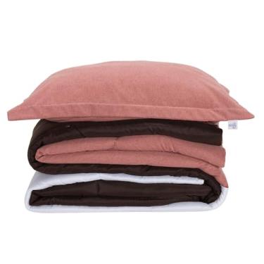 Imagem de Kit Edredom Solteiro, 5 Peças, Rosê, 240x180 cm, Edredom + Fronhas + Porta Travesseiro, Moderno, Liso, Poliéster