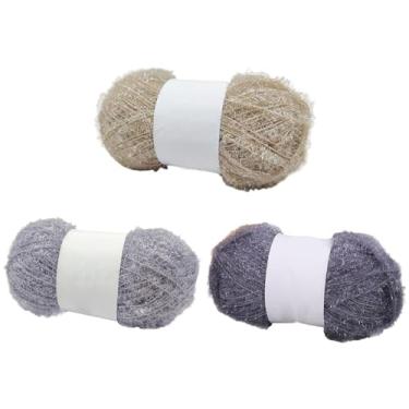 Imagem de Fio de glitter Scrubby – Fio pastel multicolorido para panos de prato de crochê, sacos e toalhas de banho, 50 g/100 por rolo (tipo nº 7, pacote com 3)