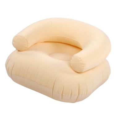 Imagem de GLOGLOW Espreguiçadeira Inflável, sofá de Ar Flocado Em Forma de U para Uso Interno e Externo Com Capacidade de 198 Libras, sofá Inflável Portátil para Piscina de Praia, Acampamento, Móveis (Bege)
