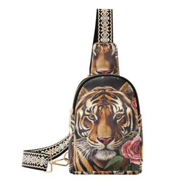 Imagem de CEBUGI Bolsa tiracolo feminina Animal Rose pequena bolsa tiracolo de couro para trilhas, viagens ao ar livre
