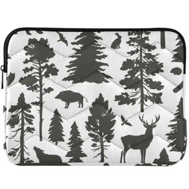 Imagem de Forest Animals Capa para laptop preta e branca bufante para MacBook Pro de 13 polegadas, universal, acessórios de computador de 13 a 14 polegadas