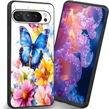 Imagem de RUUHLJLET Projetada para Google Pixel 10 Pro XL de 6,8 polegadas, a capa fosca macia oferece proteção total (flor borboleta aquarela)