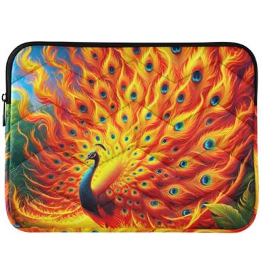 Imagem de Capa para notebook com penas de cauda de pavão de fogo fofa capa para notebook capa para laptop universal, 13 a 14 polegadas