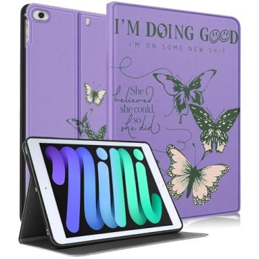 Imagem de Uppuppy Capa para Apple iPad Mini 5/4/3/2/1, para iPad Mini 5ª/4ª/3ª/2ª/1ª Geração, Capa Fofólio Fofo Feminino Borboleta Meninas Bonita Adolescente Design Estético Capa para iPad Mini 7,9 polegadas