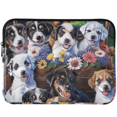 Imagem de Linda bolsa para laptop com flor de cachorro, fofo, universal, acessórios de computador de 13 a 14 polegadas para Macbook Case de 13 polegadas