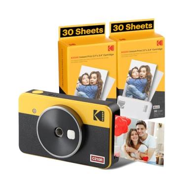 Imagem de Kodak Mini Shot 2 Retro - Câmera Instantânea e Impressora Fotográfica 2 em 1 (60 folhas), foto 5,3 x 8,6cm, compatível iOS e Android, Bluetooth, 4PASS alta definição e acabamento laminado - Amarela