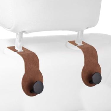 Imagem de 2 ganchos de encosto de cabeça para assento de carro, gancho redondo para bolsa de carro, ajuste universal, cabide de armazenamento de assento de carro, elegante, gancho de bolsa, suporte de bolsa