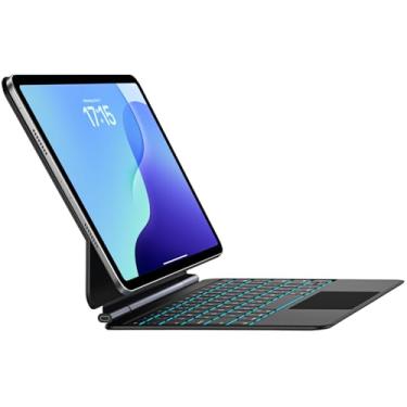 Imagem de Jibrealg Keyboard Case for iPad 11th (A16 2025) & 10th Generation (2022), Ultra-Slim Magic Keyboard with Trackpad, 7 Colors Backlight, Ultra-Light Smart Keyboard for iPad A16, Black