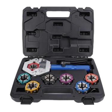 Imagem de Luocute Crimpador de Mangueira Hidráulica AC Ferramenta de Crimpagem AC Manual Portátil para Reparo de Ar Condicionado Com 7 Matrizes Rolamentos à Prova de Desgaste à Prova de óleo