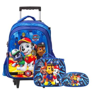 Imagem de Kit Mochila Infantil Menino Patrulha Canina Rodinha 3 Pçs - Toys 2U