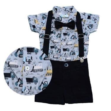 Imagem de Conjunto Estampado suspensorio Infantil Original Alfa Preto, Preto, M