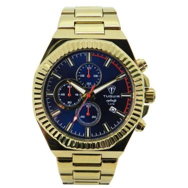 Imagem de Relógio Cronógrafo Masculino de Aço Tuguir Analógico Infinity GCS-1272 Dourado e Azul