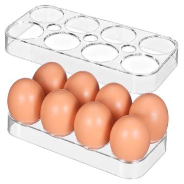Imagem de Gadpiparty Embalagem com 2 recipientes transparentes de 6 grades para geladeira, suporte de ovos de plástico empilhável com tampa para cozinha, casa e festa