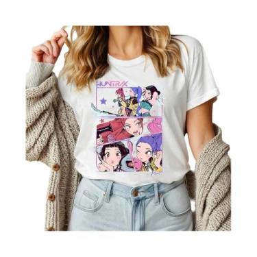 Imagem de Camisa Casual Feminina Em Malha 3D Kpop Demon Hunters Halloween Solta 