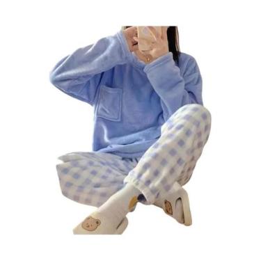 Imagem de Conjunto De Pijamas De Inverno Para Mulheres plus Size Com Estampa De 