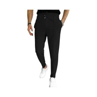 Imagem de Calças Esportivas Casuais Masculinas Slim Fit Com Textura Waffle, Cord