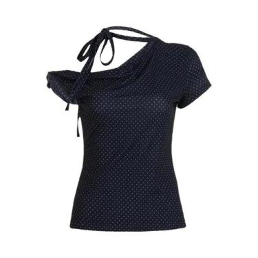 Imagem de Camiseta Feminina De Verão Com Estampa De Poá, Um Ombro, Casual, Estil