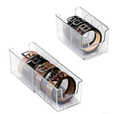 Imagem de UNICRAFTALE Organizador de cinto PET Suporte de armazenamento de cinto com 5 compartimentos, recipientes transparentes, suporte de armazenamento para relógios, joias e acessórios para armário 23,5 x