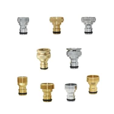 Imagem de Conector rápido de latão rosca de 1/5.1 cm 3/10.2 cm 2.5 cm Conector de mamilo M22/24 Adaptador de torneira de jardim Conexões de irrigação por gotejamento 1 peça WWECCQIJ (2p)