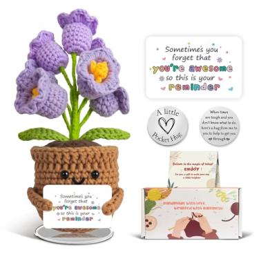 Imagem de IrisCargo Buquê de lírio roxo de crochê do vale com cartão, luxo, lembrancinha de casamento, inauguração de casa, presente de conquista de marco MD128