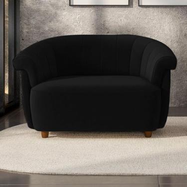 Imagem de Sofá Namoradeira Decorativa Latvia 150cm Pés de Madeira Veludo Preto G