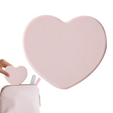 Imagem de Espelhos portáteis, ferramenta de bolso pequeno em forma de coração, espelho de maquiagem portátil, para meninas, mulheres, adolescentes, , banheiro, quarto, cômoda, chuveiro, dança, corte de