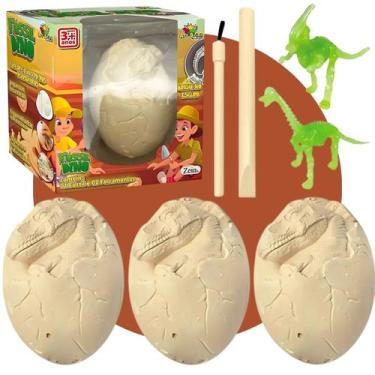 Imagem de Kit 3 Ovos Escavação Dinossauro Fóssil Arqueologia Brinquedo - Igolino