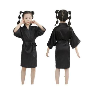 Imagem de Quimono De Seda Rosa Para Meninas, Robe De Banho Para Bebês E Crianças