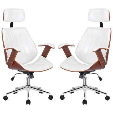 Imagem de 2 Cadeiras Escritório Juliette Presidente Giratória Branca