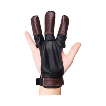 Imagem de Luvas De Arqueria Unissex Em Couro PU Com Proteção Para 3 Dedos S-XL P