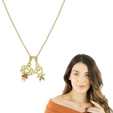 Imagem de Colar feminino Mãe de menina/menino banhado a Ouro - Cy semijoias, Men
