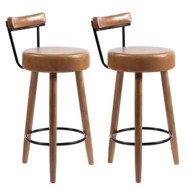 Imagem de Kit 02 Banquetas Alta Para Cozinha Área Gourmet Nápoles Couríssimo Amarula - Desk Design