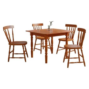 Imagem de Mesa Dobrável 96X81 04 Cadeiras Madeira Macica Pes Torneados Marjori